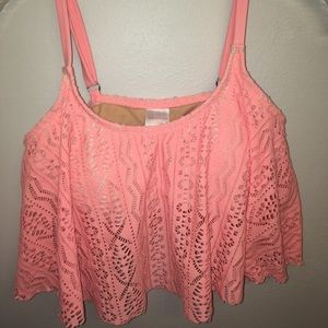 Coral Ruffle Bikini Top